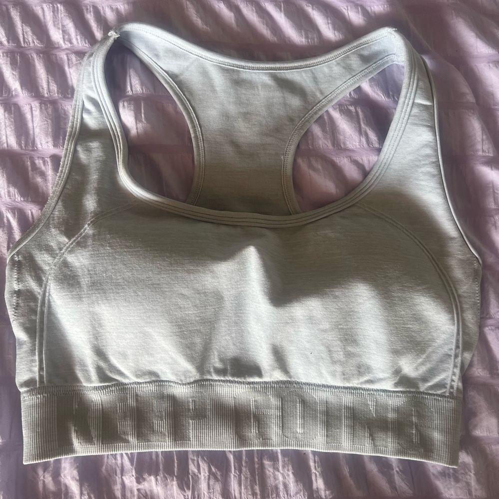 Keep Going Light Gray Sports Bra New M